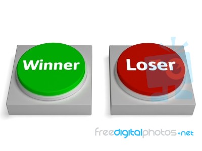 Winner Loser Buttons Show Gambling Or Betting Stock Image