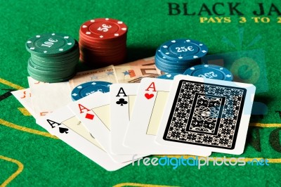 Winning Poker Hand Stock Photo