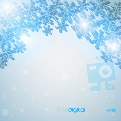 Winter Blue Sky With Falling Snow Stock Image