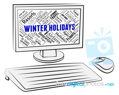 Winter Holidays Indicates Getaway Pc And Computer Stock Image