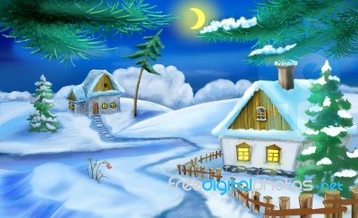 Winter In A Old Ukrainian Traditional Village At Christmas Eve… Stock Image Winter In A Old Ukrainian Traditional Village At Christmas Eve… Stock Image