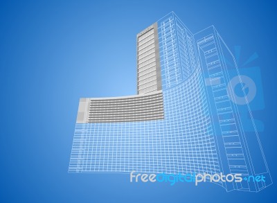 Wireframe Hospital Built Structure Stock Image