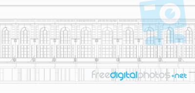 Wireframe Of Building Stock Image