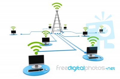 Wireless Computer Network Stock Image