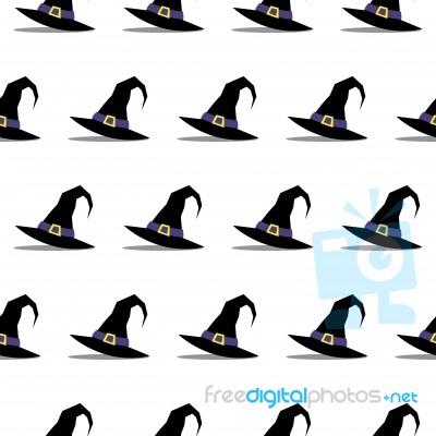Witch Hat Halloween Seamless Pattern Stock Image