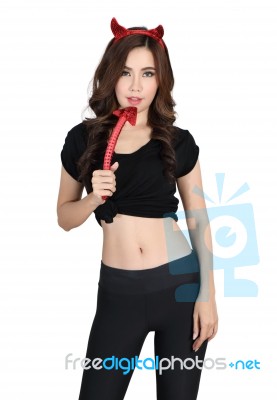 Woman And Halloween Stock Photo