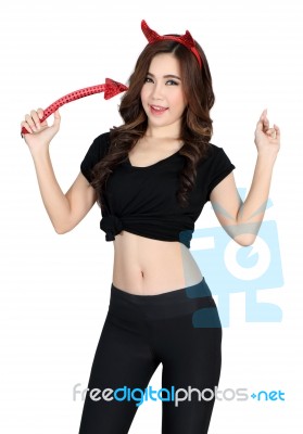 Woman And Halloween Stock Photo