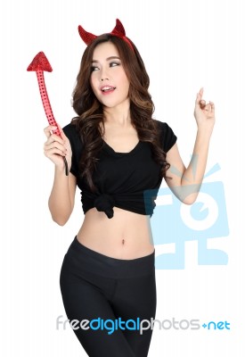 Woman And Halloween Stock Photo