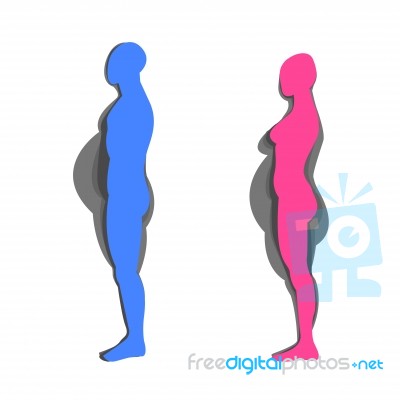 Woman And Man Fat And Slim Stock Image