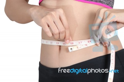 Woman And Tape Stock Photo