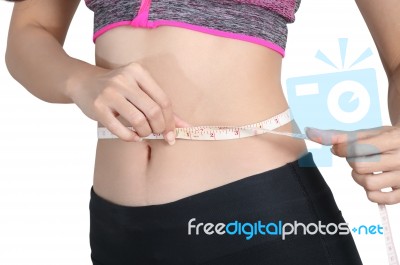 Woman And Tape Stock Photo