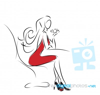 Woman At A Cafe Stock Image