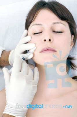 Woman Botox Stock Photo