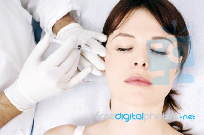 Woman Botox Stock Photo