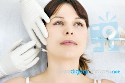 Woman Botox Stock Photo