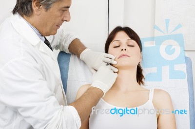 Woman Botox Stock Photo