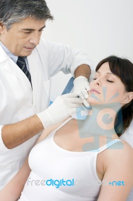 Woman Botox Stock Photo