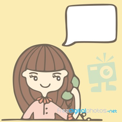 Woman Calling By Phone With Speech Bubble Stock Image