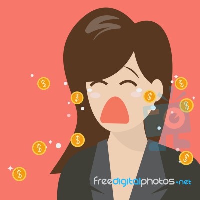 Woman Crying Out In Money Tears Stock Image