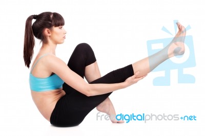 Woman Doing Fitness Exercises Stock Photo