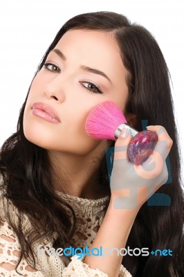 Woman Doing Make Up Stock Photo