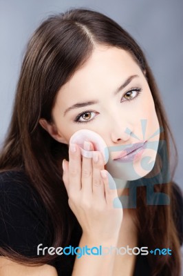 Woman Doing Make Up Stock Photo