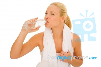 Woman Drinking Water Stock Photo