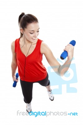 Woman Exercising With Weights Stock Photo