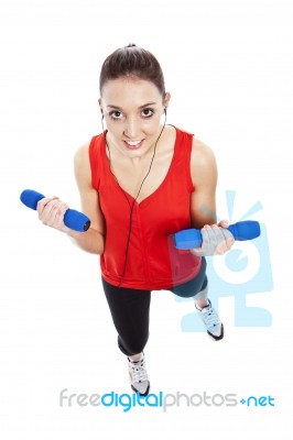 Woman Exercising With Weights  Stock Photo