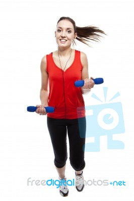 Woman Exercising With Weights  Stock Photo