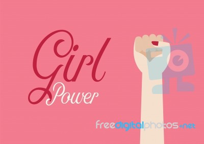 Woman Fist Hand And Inscription Girl Power Stock Image