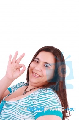 Woman Giving Ok Hand Sign Stock Photo