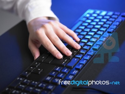 Woman Hand Typing On Keyboard Stock Photo