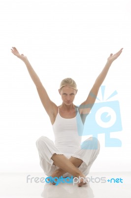Woman Hands Up Stock Photo