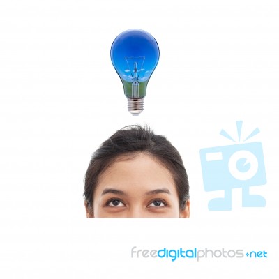 Woman Has Bright Idea Stock Photo