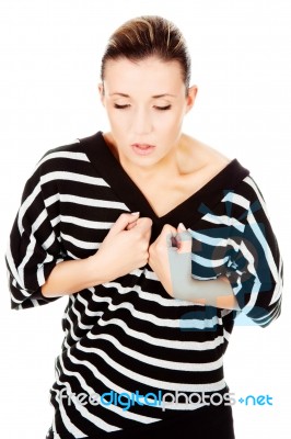 Woman Having Lunge Pain Stock Photo