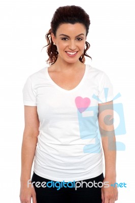 Woman Heart Shape On Shirt Stock Photo