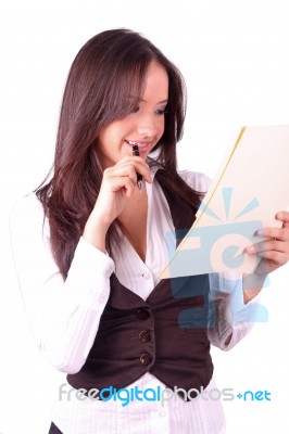 Woman Holding File  Stock Photo