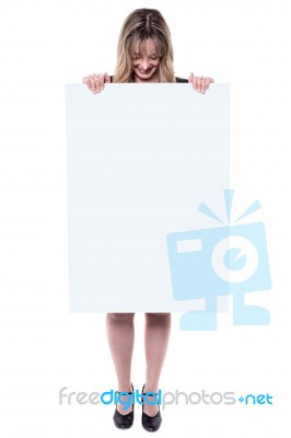 Woman Holding Placard Stock Photo