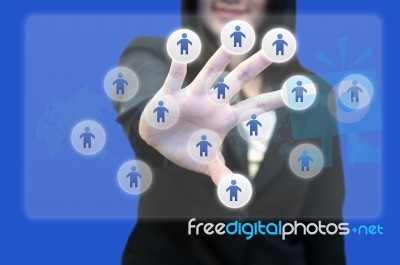 Woman Holding Touch Screen Stock Image