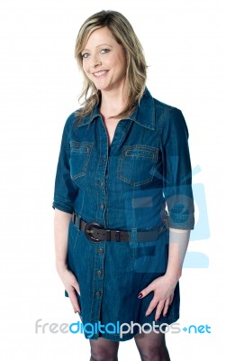Woman In Sexy Blue Outfit Stock Photo