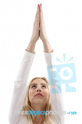 Woman In Yoga Pose Stock Photo