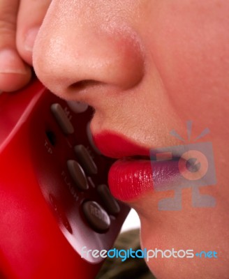 Woman Making Telephone Call Stock Photo