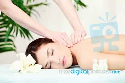 Woman On Neck Massage Stock Photo