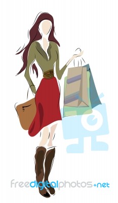 Woman On Shopping Stock Image