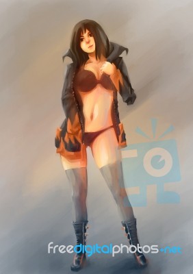 Woman Painting Bikini Sexy Stock Image