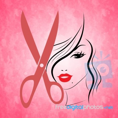 Woman Pink Indicates Hairdressing Female And Haircut Stock Image