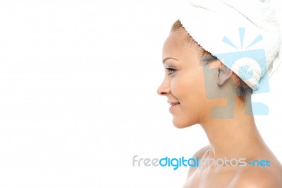 Woman Ready For A Bath Before Spa Stock Photo