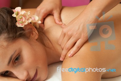 Woman Receiving A Masage Stock Photo
