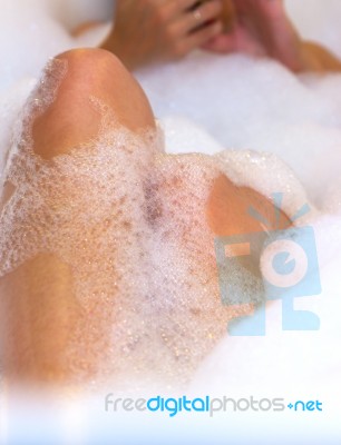 Woman Relaxing In Bathtub Stock Photo